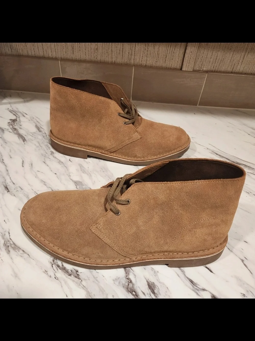 Clarks Men's Suede Like Boots in Brown Size Mens Size 13 Wide